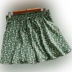 Floral green skort